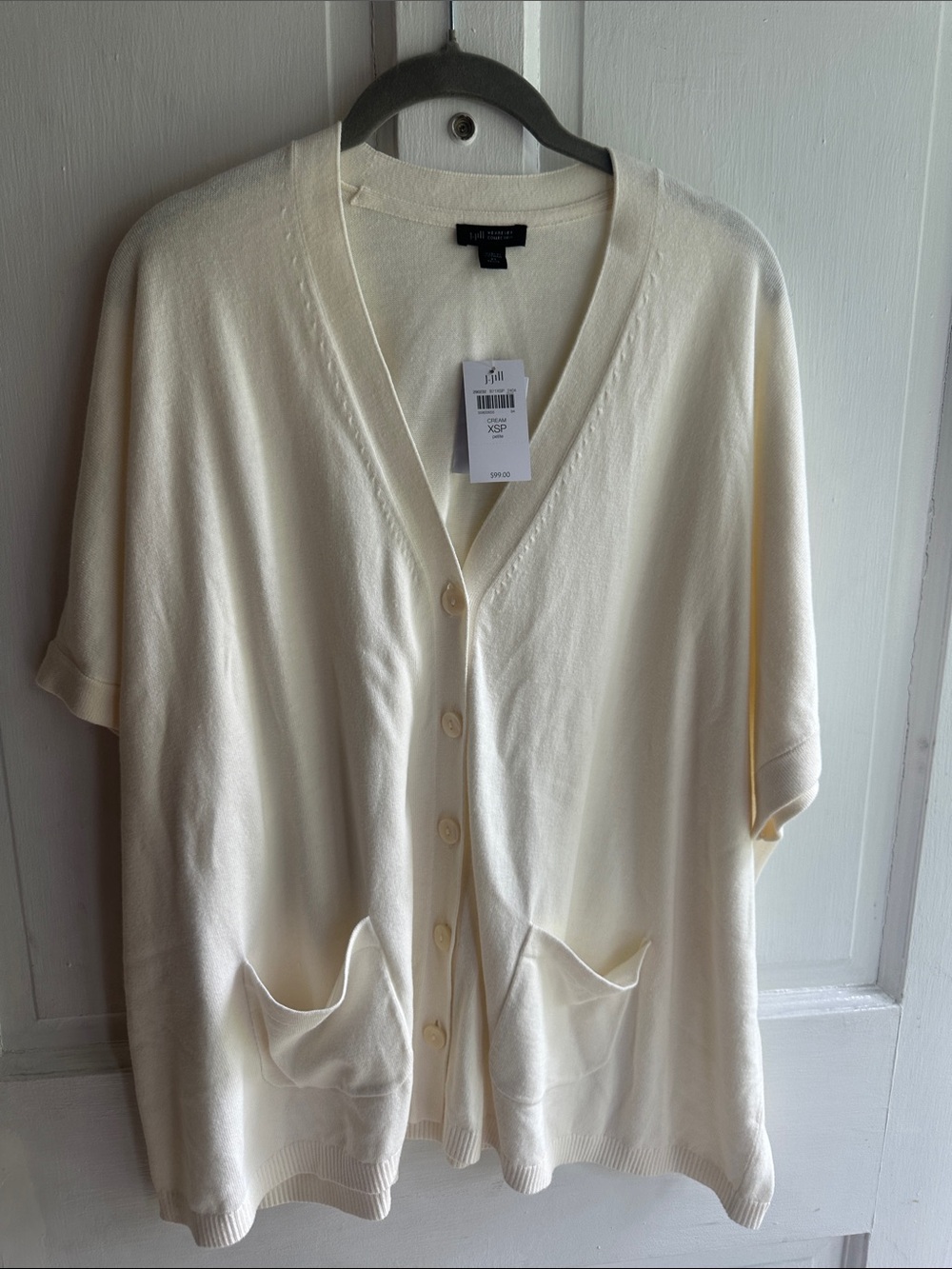 J. Jill Cream Short-Sleeve Button Cardigan